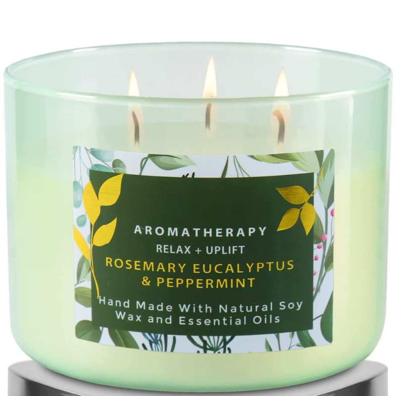 Stress Relief 3-Wick Candle, Rosemary Eucalyptus