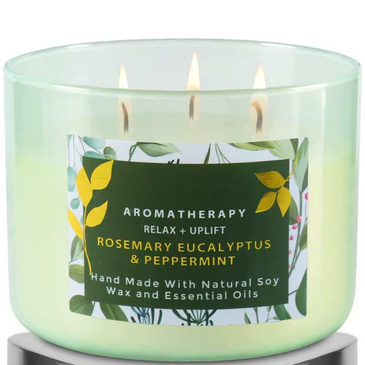 Stress Relief 3-Wick Candle, Rosemary Eucalyptus